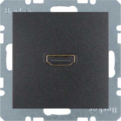 Gniazdo HDMI z przyłączem 90° Antracyt mat Berker B.Kwadrat/B.3/B.7 - 3315431606