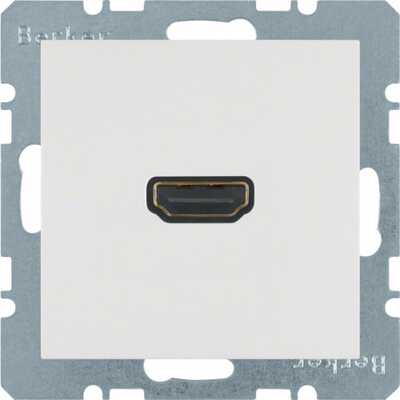 Gniazdo HDMI z przyłączem 90° Biały połysk Berker B.Kwadrat - 3315438989