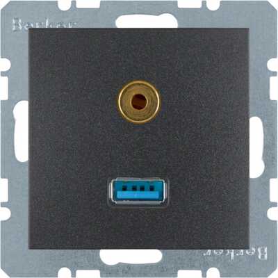 Gniazdo USB / 3,5 mm Audio Antracyt mat Berker B.Kwadrat/B.3/B.7 - 3315391606