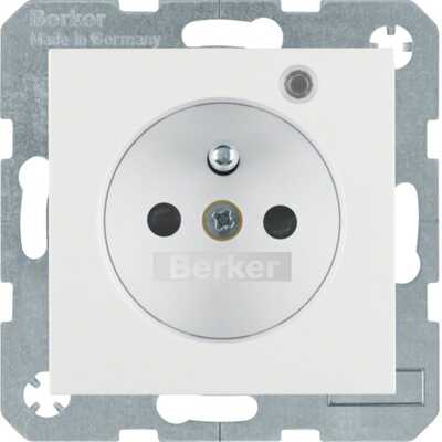 Gniazdo z uziemieniem i diodą LED Biały mat Berker B.3/B.7 - 6765091909