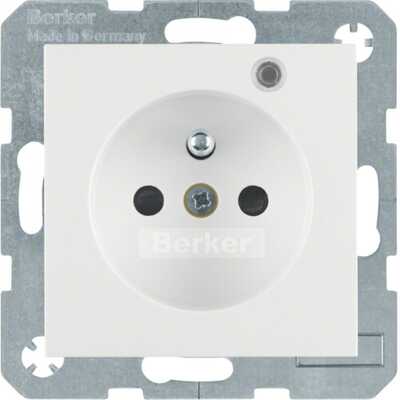 Gniazdo z uziemieniem i diodą LED Biały połysk Berker B.Kwadrat - 6765098989