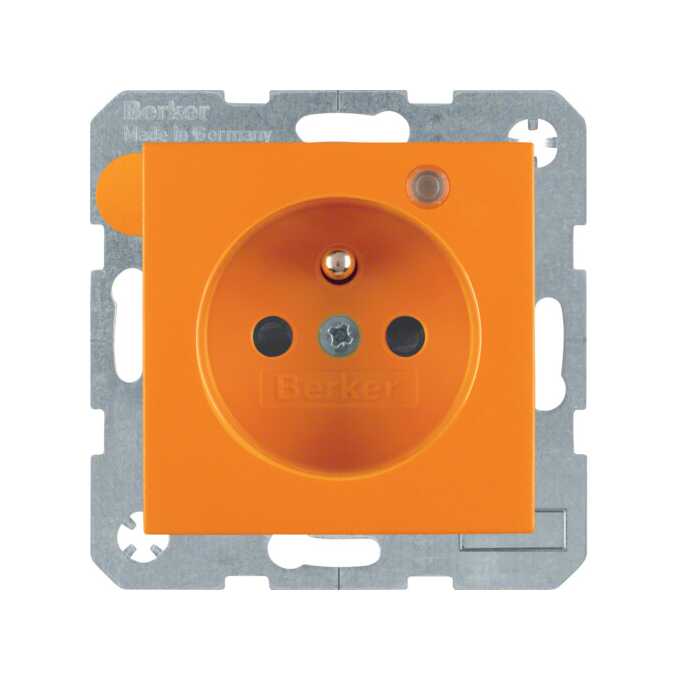 Gniazdo z uziemieniem i diodą LED Pomarańczowy mat Berker B.3/B.7 - 6765091914