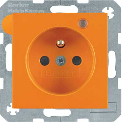 Gniazdo z uziemieniem i diodą LED Pomarańczowy połysk Berker B.Kwadrat - 6765098914