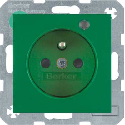 Gniazdo z uziemieniem i diodą LED Zielony mat Berker B.3/B.7 - 6765091913