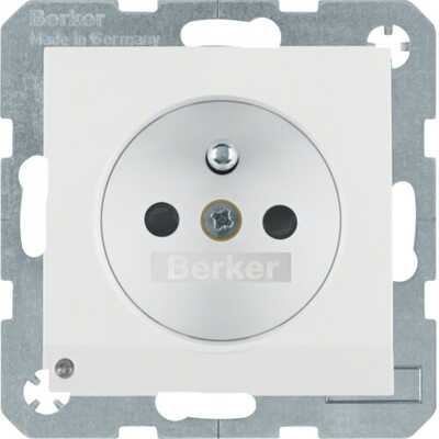 Gniazdo z uziemieniem i podświetleniem LED Biały mat Berker B.3/B.7 - 6765101909