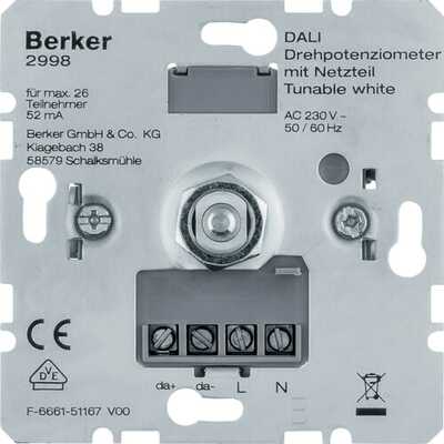 Potencjometr obrotowy DALI z wbudowanym zasilaniem, Tunable White (mechanizm) Berker one.platform - 2998