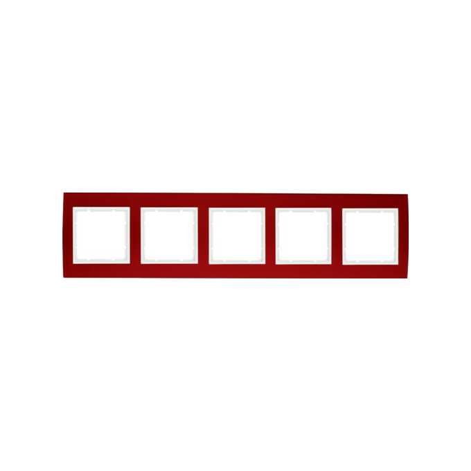 Ramka pięciokrotna Czerwone Aluminium/Biały mat Berker B.3 - 10153022