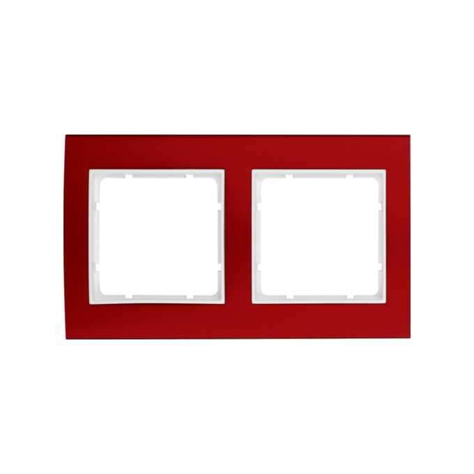 Ramka podwójna Czerwone Aluminium/Biały mat Berker B.3 - 10123022
