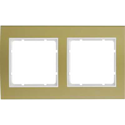 Ramka podwójna Złote Aluminium/Biały mat Berker B.3 - 10123046