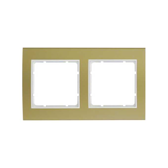Ramka podwójna Złote Aluminium/Biały mat Berker B.3 - 10123046