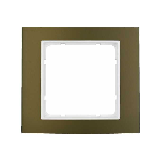 Ramka pojedyncza Brązowe Aluminium/Biały mat Berker B.3 - 10113021