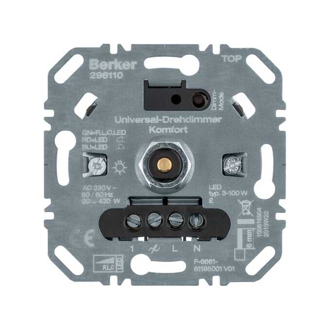 Ściemniacz obrotowy komfort obciążenie R/L/C 20-420W, LED 3-100W (mechanizm) Berker one.platform - 296110