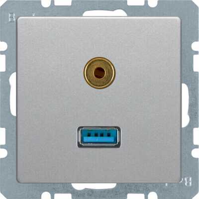 Gniazdo USB / 3.5 mm audio Alu aksamit Berker Q.1/Q.3/Q.7 - 3315396084