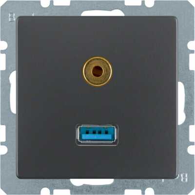 Gniazdo USB / 3.5 mm audio Antracyt aksamit Berker Q.1/Q.3/Q.7 - 3315396086