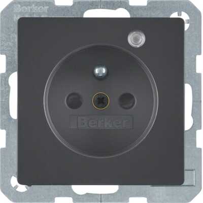 Gniazdo z uziemieniem i diodą LED Antracyt aksamit Berker Q.1/Q.3/Q.7 - 6765096086