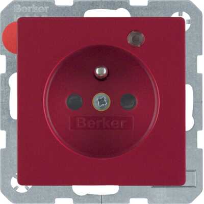 Gniazdo z uziemieniem i diodą LED Czerwony aksamit Berker Q.1/Q.3/Q.7 - 6765096015