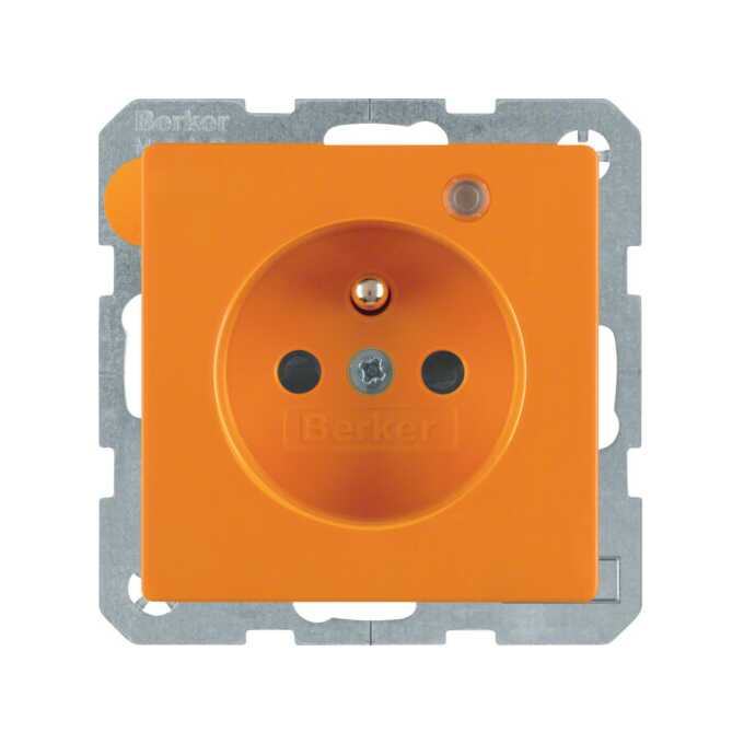 Gniazdo z uziemieniem i diodą LED Pomarańcz aksamit Berker Q.1/Q.3/Q.7 - 6765096014