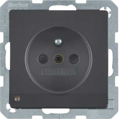 Gniazdo z uziemieniem i podświetleniem LED Antracyt aksamit Berker Q.1/Q.3/Q.7 - 6765106086