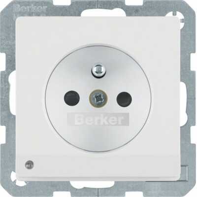 Gniazdo z uziemieniem i podświetleniem LED Biały aksamit Berker Q.1/Q.3/Q.7 - 6765106089