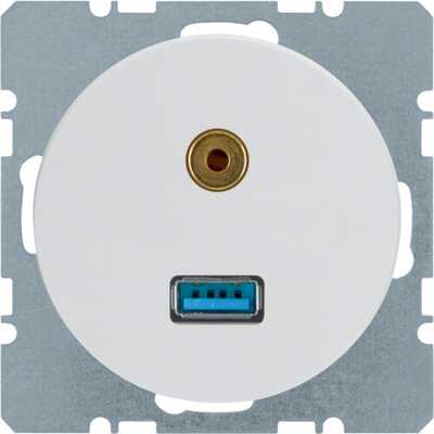Gniazdo USB / 3.5 mm audio Biały połysk Berker R.1/R.3/R.8 - 3315392089