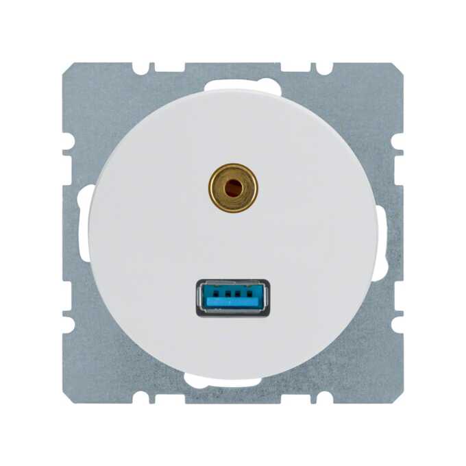 Gniazdo USB / 3.5 mm audio Biały połysk Berker R.1/R.3/R.8 - 3315392089