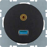 Gniazdo USB / 3.5 mm audio Czarny połysk Berker R.1/R.3/R.8 - 3315392045