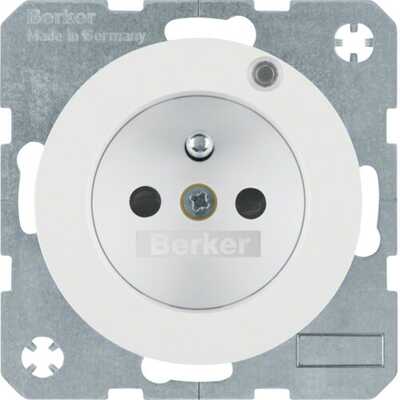 Gniazdo z uziemieniem i diodą LED Biały połysk Berker R.1/R.3/R.8 - 6765092089