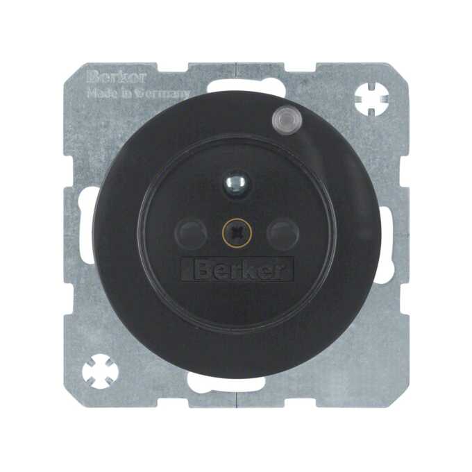 Gniazdo z uziemieniem i diodą LED Czarny połysk Berker R.1/R.3/R.8 - 6765092045