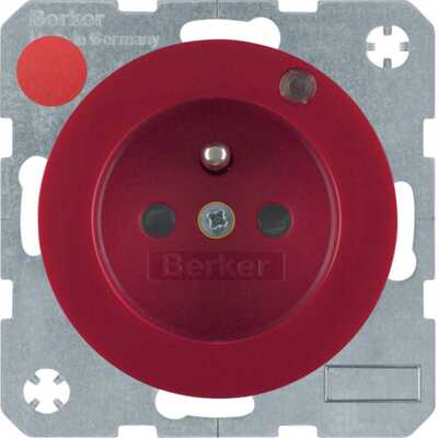 Gniazdo z uziemieniem i diodą LED Czerwony połysk Berker R.1/R.3/R.8 - 6765092022