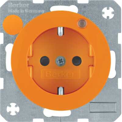 Gniazdo z uziemieniem i diodą LED Pomarańczowy połysk Berker R.1/R.3/R.8 - 6765092007