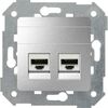 Gniazdo komputerowe podwójne RJ45, kat.5e Aluminium Simon 82