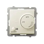 Regulator temperatury Ospel Sonata RTP-1R/m/27 z pokrętłem regulacji od 5°C do 40°C i przyciskiem ON/OFF.