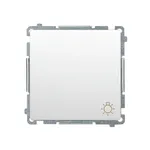 Biały przycisk zwierny "światło" 16AX Simon Basic BMS1A.01/11 z symbolem żarówki, producent Kontakt-Simon.