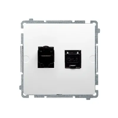 Gniazdo komputerowe podwójne RJ45, kat.6, ekranowane, białe Simon Basic - BM62E.01/11