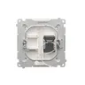 Gniazdo komputerowe pojedyncze RJ45 kat.6 Biały Simon Basic z widocznym mechanizmem zaciskowym LSA.