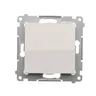 Łącznik jednobiegunowy Simon 54 DW1.01/11 w kolorze białym, 10AX, z metalowym mechanizmem mocującym.