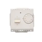 Regulator temperatury z czujnikiem wewnętrznym Biały Simon Basic - BMRT10W.02/11, z pokrętłem regulacji i przełącznikiem.