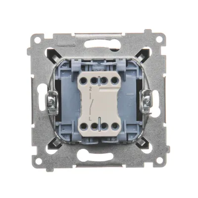 Tył łącznika jednobiegunowego Simon 54 Antracyt 10AX DW1.01/48 z widocznymi zaciskami śrubowymi i mechanizmem przełączającym.