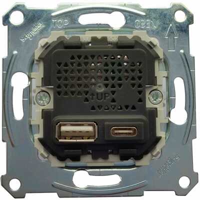 Mechanizm ładowarki podwójny USB 2.4A USB A+C Merten System M - MTN4366-0110