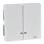 Podwójny klawisz z oczkiem IP-44 w kolorze białym polarnym, seria Merten System M, producent Schneider Electric.