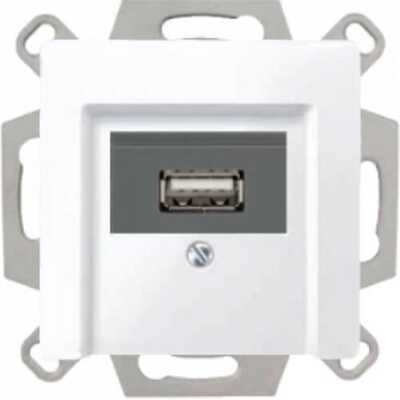 Gniazdo USB 2.0 Biały polar Merten System M