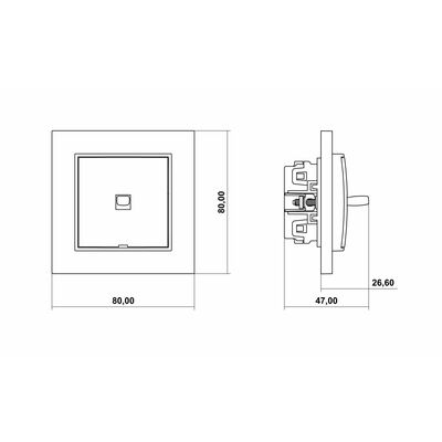 Łącznik schodowy w stylu amerykańskim (bez piktogramu) Biały połysk Karlik MINI - MWPUS-3.1