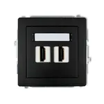 Podwójne gniazdo HDMI 2.0 Karlik DECO w kolorze czarny mat z polem opisowym, model 12DHDMI-4.