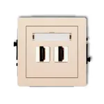 Podwójne gniazdo HDMI 2.0 w kolorze beżowym z serii Karlik DECO, idealne do nowoczesnych instalacji.