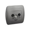 Gniazdo antenowe R-TV-SAT przelotowe Aluminium metalizowany Simon Akord - AASP/26