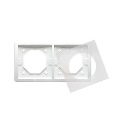 Biała ramka podwójna Simon Basic Standard IP-44 z zestawem uszczelek, model BMR2B/11.