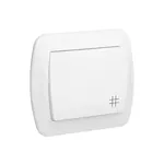 Biały łącznik krzyżowy Simon Akord 10AX AW7/11 z symbolem #, idealny do nowoczesnych instalacji elektrycznych.