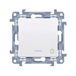 Biały przycisk zwierny Simon 10 z podświetleniem LED i symbolem żarówki, 10AX, model CS1L.01/11.