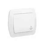 Biały przycisk zwierny "dzwonek" 10AX Simon Akord AD1/11 do instalacji elektrycznych.
