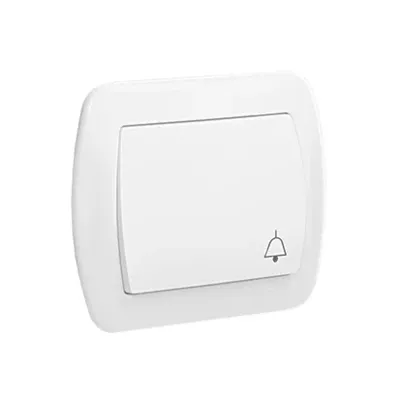 Biały przycisk zwierny "dzwonek" 10AX Simon Akord AD1/11 do instalacji elektrycznych.